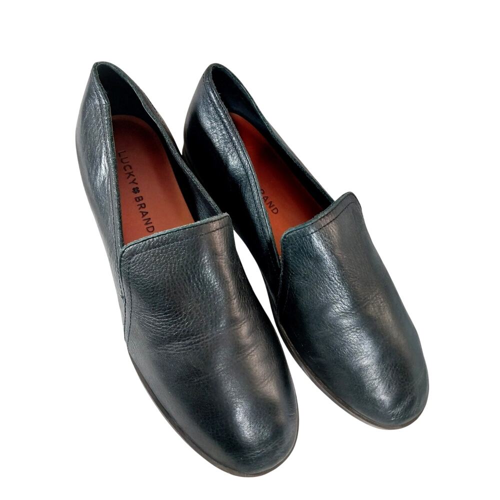 LUCKY BRAND! BLACK GENUINE LEATHER 'NO HEEL" SLEEK & CHIC LOSFER FLATS! SZ 8.5M - Picture 10 of 10